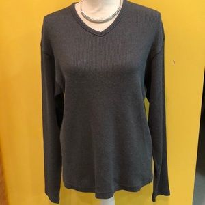 Brooks Brothers Ribbed Grey V-Neck Sweater  size M